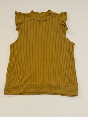 lavender field Ribbed Mock-Neck Flutter Tank - Mustard